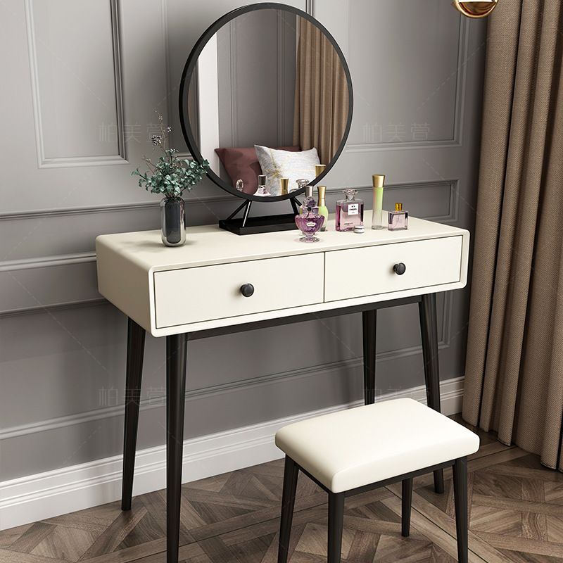 Wood White Makeup Table with 2 Drawers 15.74" Wide Vanity Tables for Bedroom