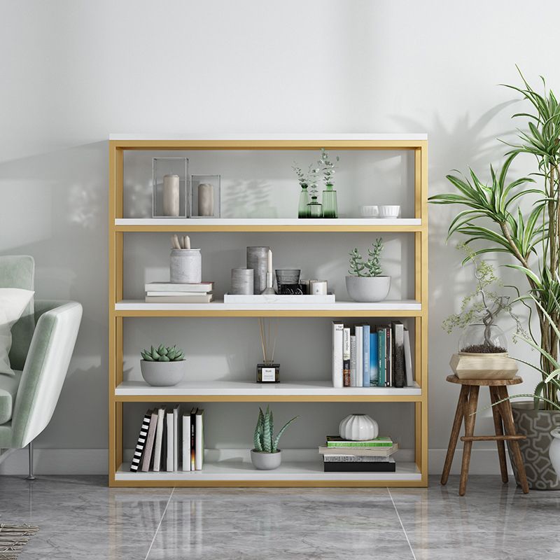 Glam Antique Finish Shelf Bookcase Metal Bookshelf with Rectangular Shelves