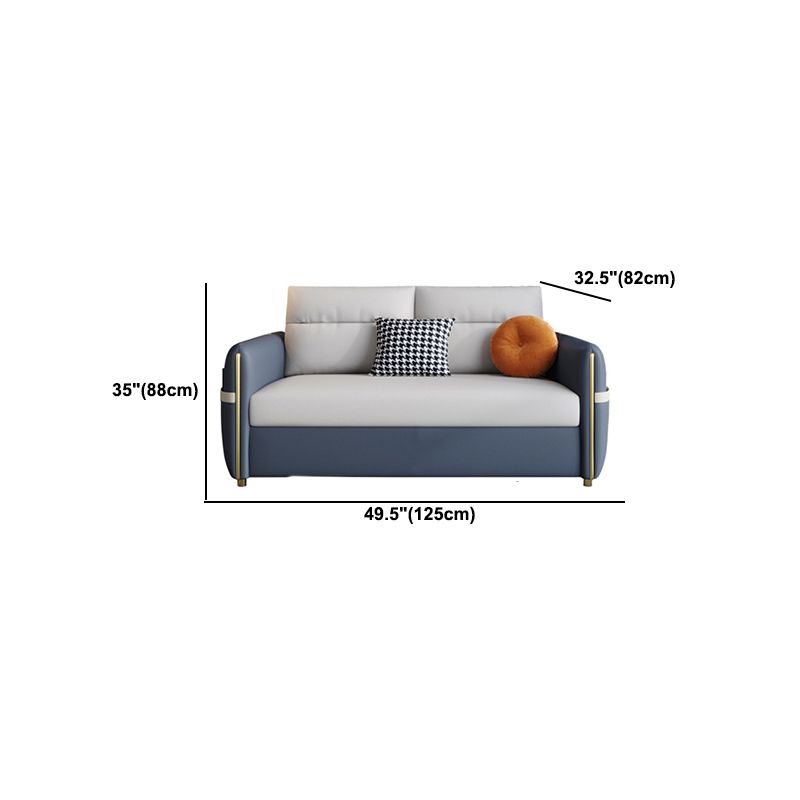 Contemporary Convertible Faux Leather Square Arm Bed Settee with Pillows