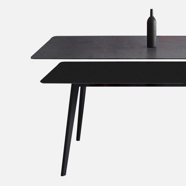 Sintered Stone Black Dining Table Industrial 4 Legs Table for Dining Room