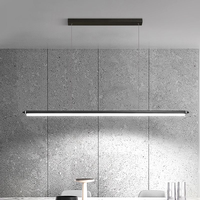 Modern aluminium eilandlamp lineair 1-licht restaurant LED hanglamp met acrylschaduw