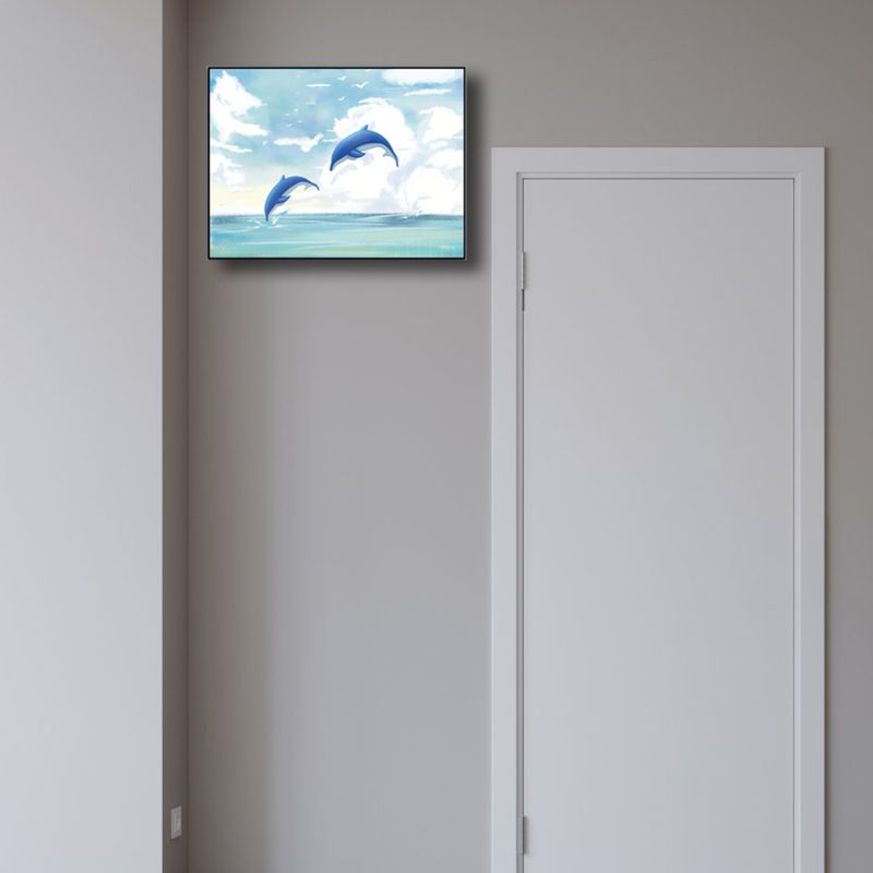 Sea Animal and Ocean Painting Light Color Kids Style Wrapped Canvas for Family Room