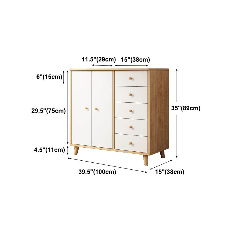 Modern Engineered Wood Sideboard Simple Beige Buffet Table with Drawer for Dining Room