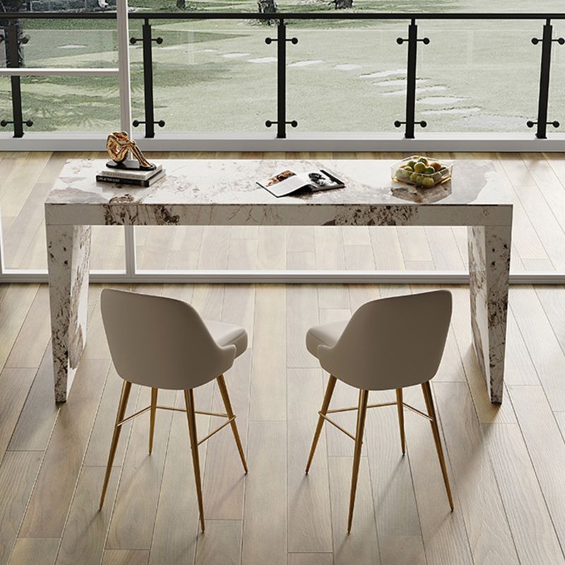 Modern Style Rectangle Bar Table Stone Fixed Bistro Bar Desk for Living Room