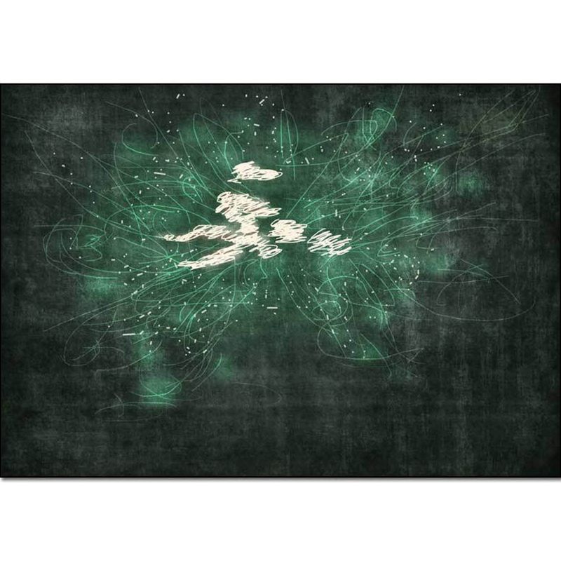 Nordic Abstract Rug Green Polyester Rug Machine Washable Non-Slip Area Rug for Bedroom