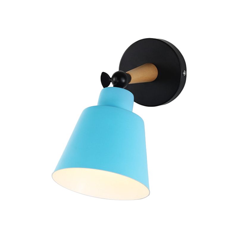 Macaron Loft Bucket Sconce Light Rotatable One Head Metal Wall Lamp for Restaurant Hotel