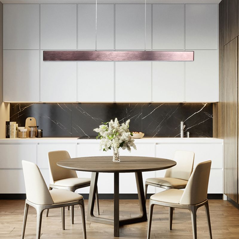 1 Light Rectangle Island Lights Contemporary Metal Island Lighting in Black