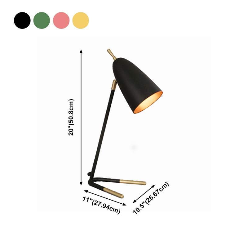 Modern Style Cone Night Table Lamp Metal 1 Light Nightstand Lamp