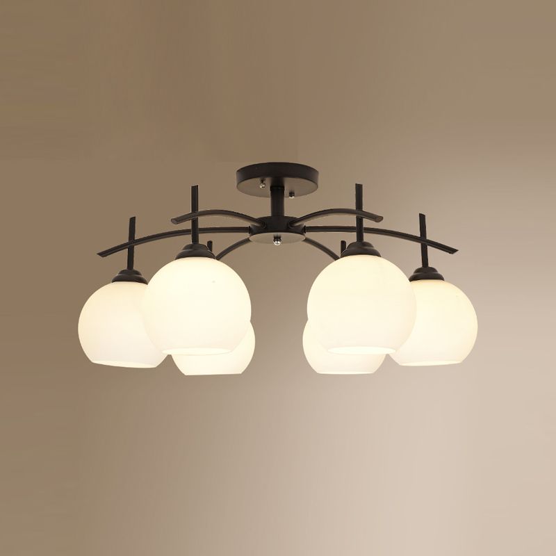 Lámpara de techo múltiple de la lámpara de semi lavado de metal tradicional con sombra de vidrio de globo