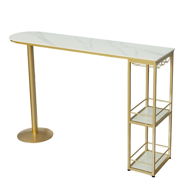 Modern Free Form Bar Dining Table Metal and Stone Bar Table for Living Room