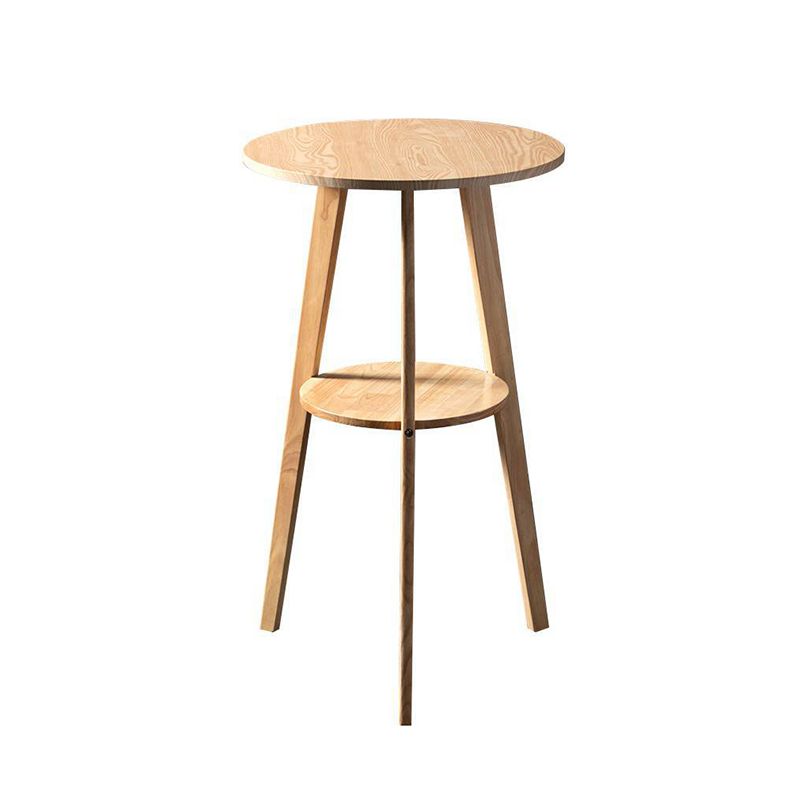 Industrial Pub Table Bar Height Solid Wood Round Bar Table for Indoor