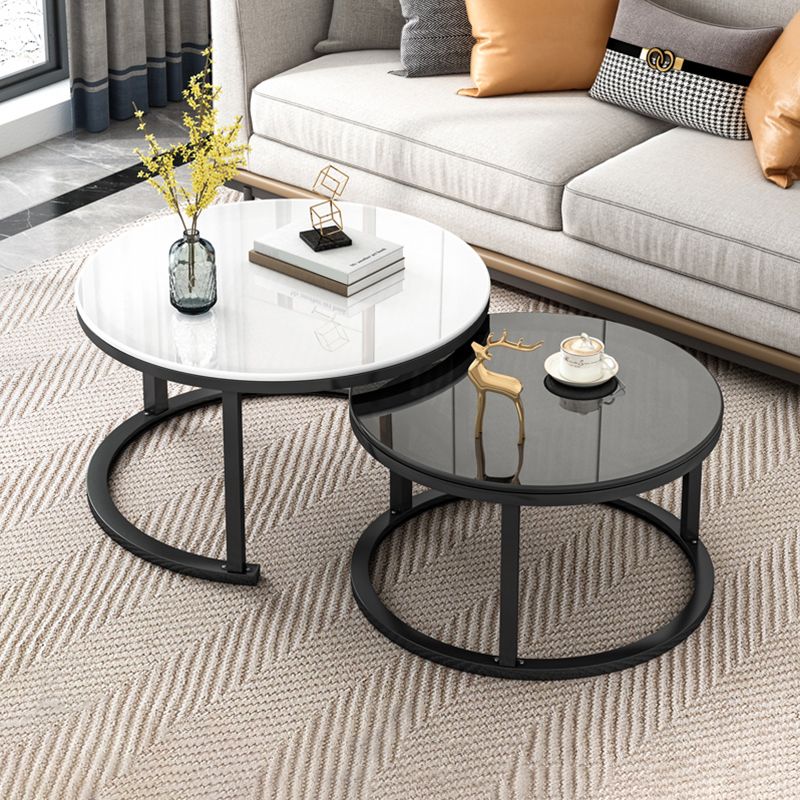 Frame Contemporary Coffee Table Set Glass Top Coffee Cocktail Table