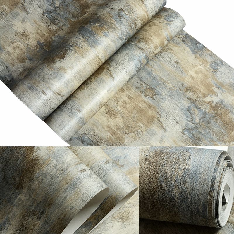 Retro Distressed Wallpaper Roll Blue Moisture Resistant Wall Art for Dining Room