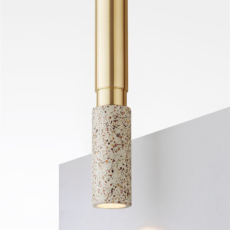 Tubular Stone Pendant Light Fixture Postmodern 1 Bulb Hanging Lamp for Bedroom