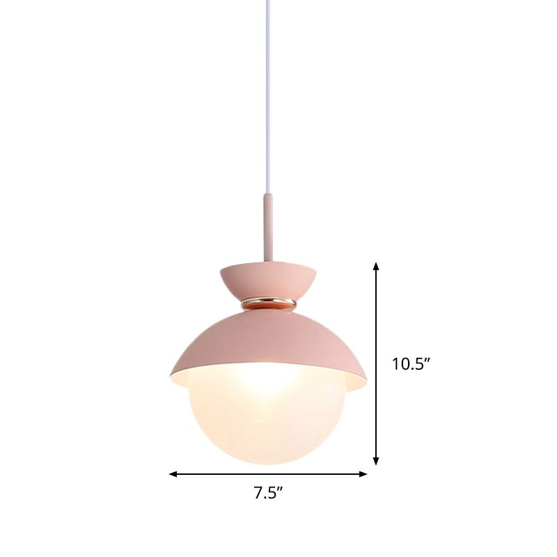 Flared Pendant Lighting Macaron Metal 1 Light Gray/Blue/Pink Hanging Ceiling Light for Dining Room