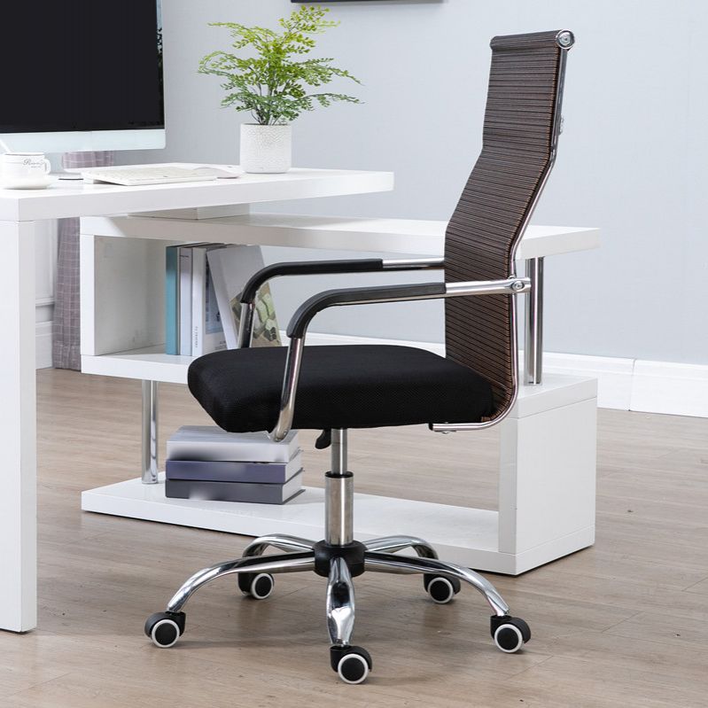 Slide Modern Office Chair Adjustable Seat Height Fixed Arms with Wheels