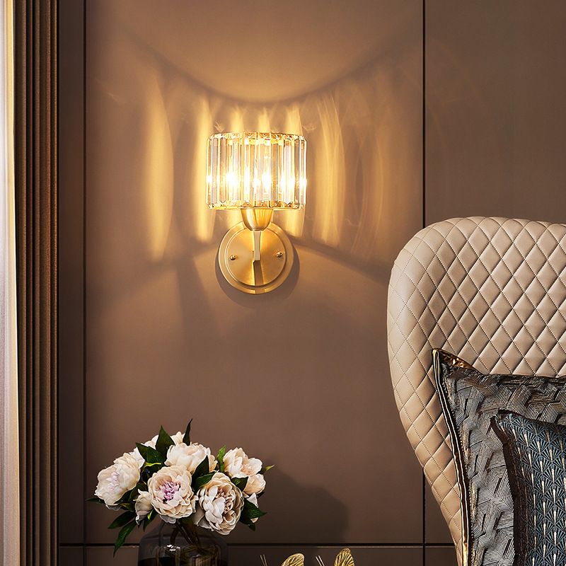 Moderner Stil Geometrischer Schatten Wandleuchte Kristallwandhalterung Leuchte in Gold