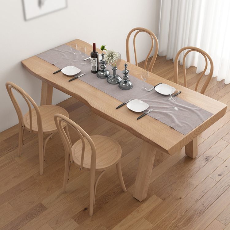 Modern Style Rectangle Dining Table Wood Table with Wood Legs for Home