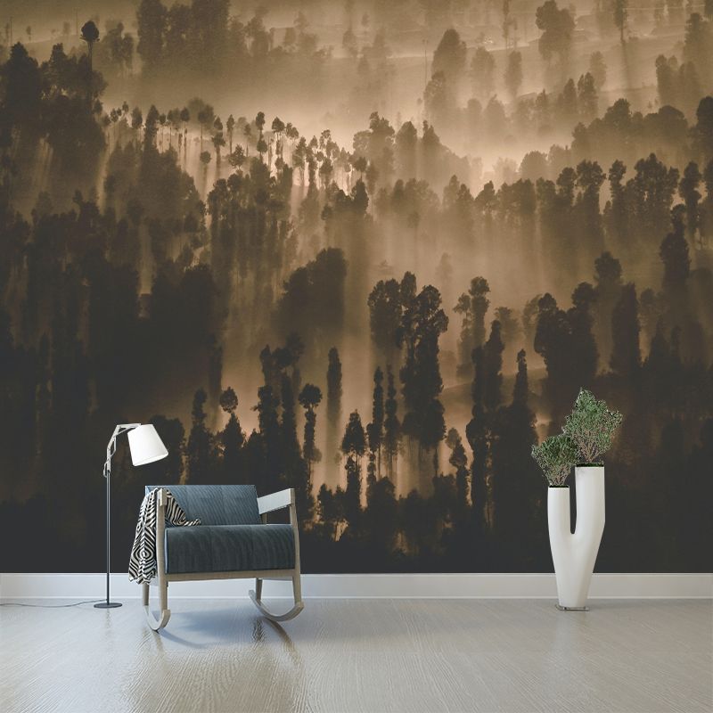 Papier peint mural forêt naturelle, décoration murale moderniste écologique en couleur douce