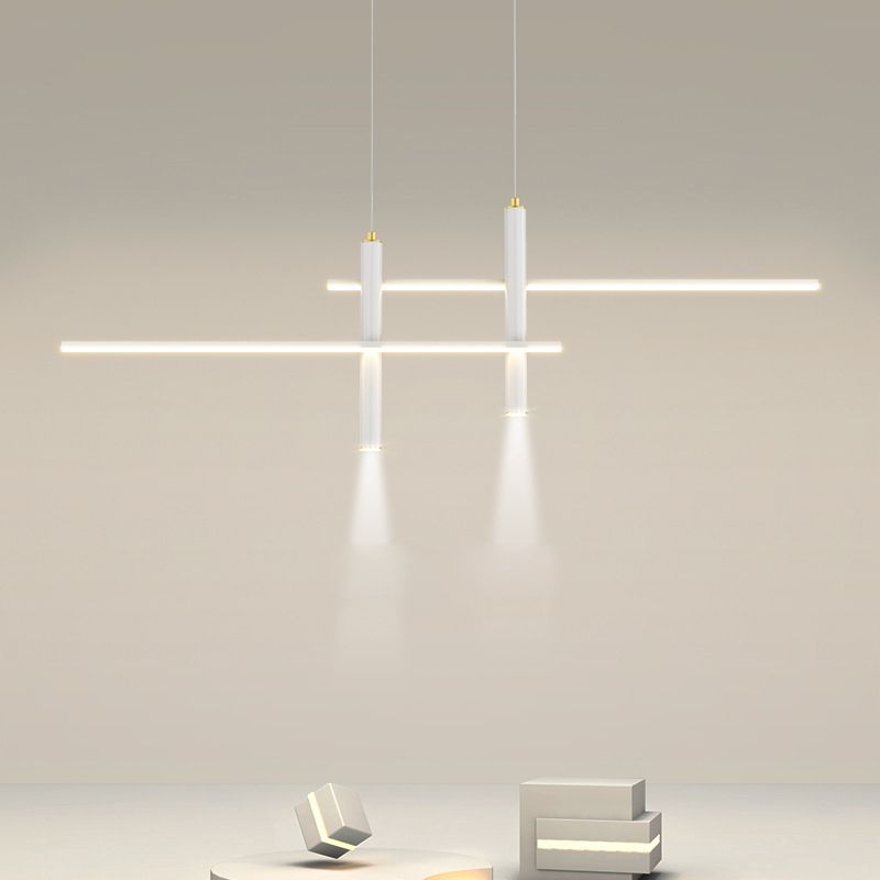 Metal Linear Shape Hanging Lights Modern 4 Lights Pendant Light Fixtures
