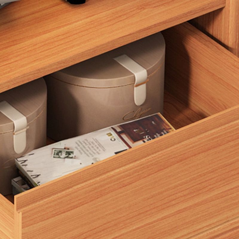 2 - Door and 1 - Drawer Pine Wood Chest 43.3" Tall Glass Paned Side Cabinet