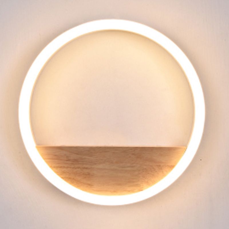 Moderne Stil runde Wandlampen Holz 1 Licht Wandbeleuchtung