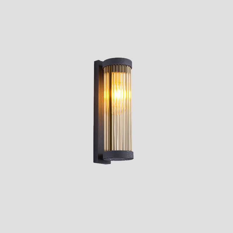 Black 1-Light Wall Lamp in Modern Concise Style Cylindrical Glass Wall Light