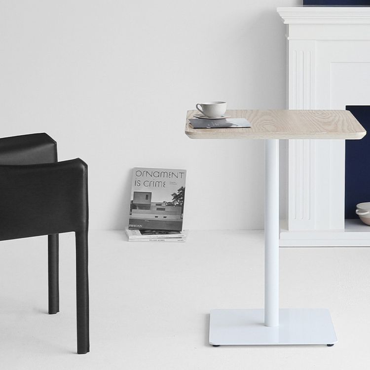 Metal Industrial Square Dining Table Solid Wood Top Indoor Table with Pedestal Base