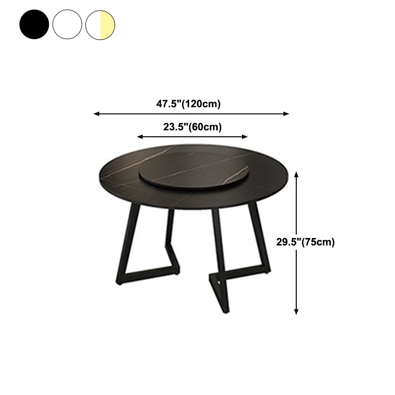 Round Double Pedestal Table Simplicity Style Dining Site Table with Turntable