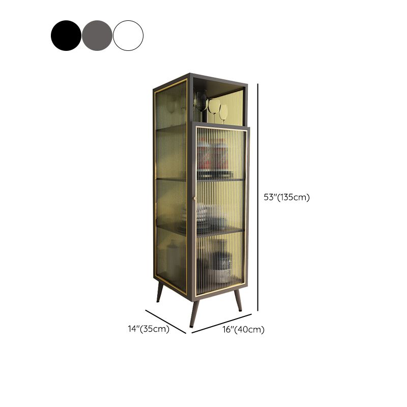 Contemporary Curio Cabinet Metal Glass Doors Hutch Buffet for Dining Room