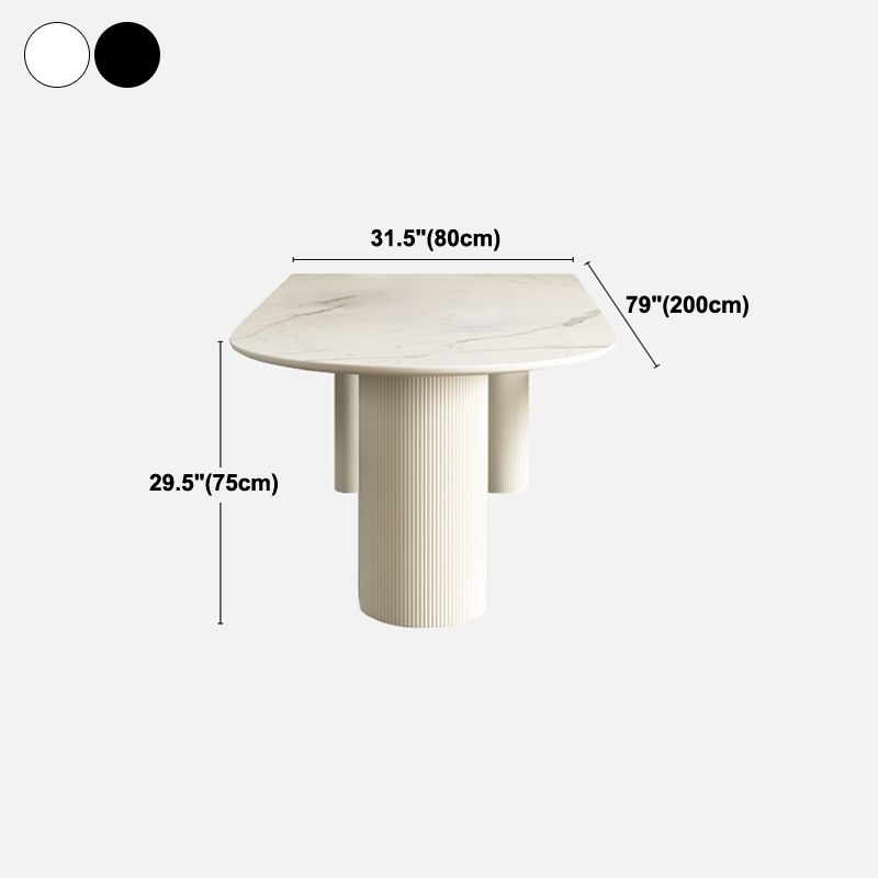 Freie Form weißer Top Esstisch Minimalistischer Sinterstein Tisch mit 3 Beinen