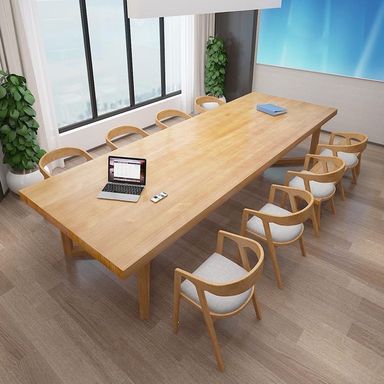 Solid Wood Rectangular Meeting Table Office Modern Writing Desk