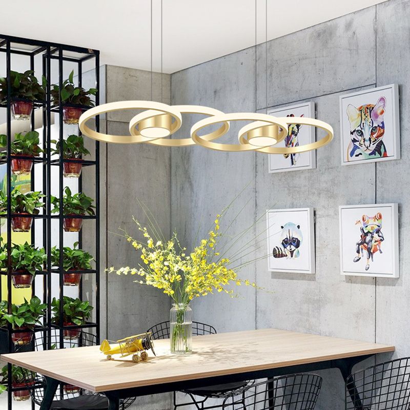 Luminaire linéaire en métal à LED Island Nouveau pendentif de plafond moderne pour salle à manger