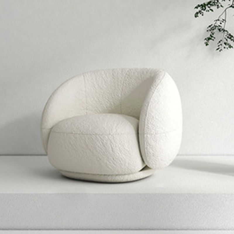 Contemporary Curved Wool Sofa Sloped Armed Sofa in White of 27.56" H
