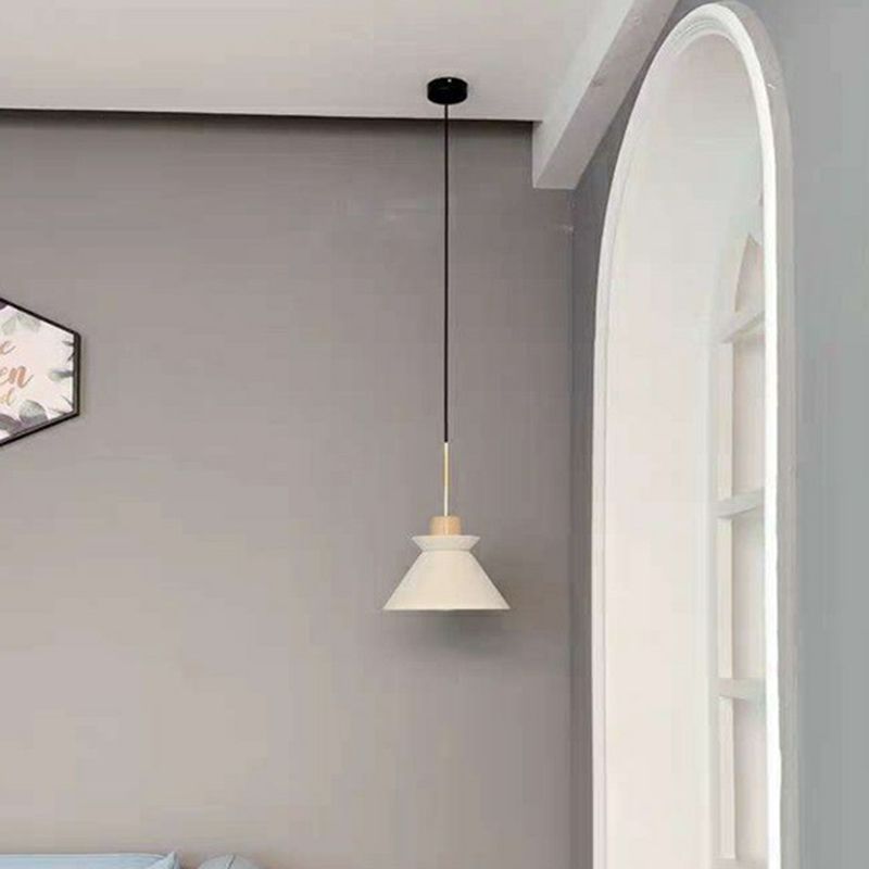 1 hoofd eetkamer hangende licht minimalistische houten hanger met conische cement schaduw