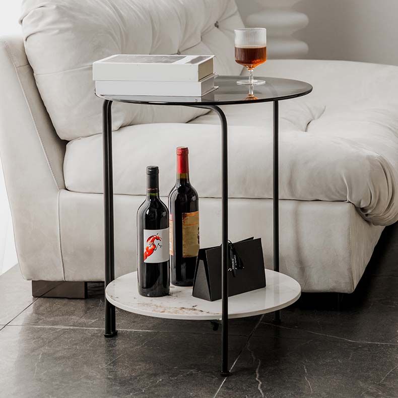 Contemporary Rectangular/Round Side End Table Glass Top Corner Table