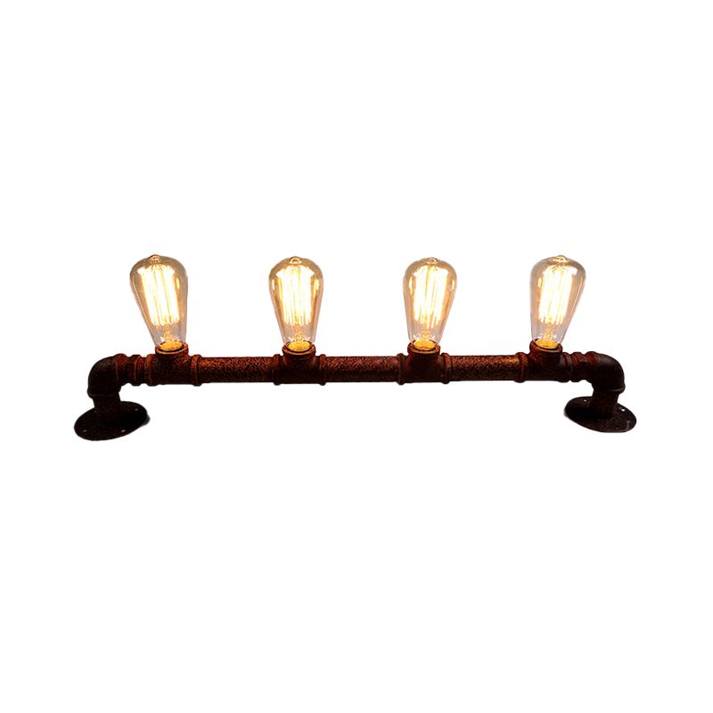 4 Bulbs Linear Wall Mount Light with Pipe Design Industrial Style Black/Bronze Wall Sconce for Kitchen
