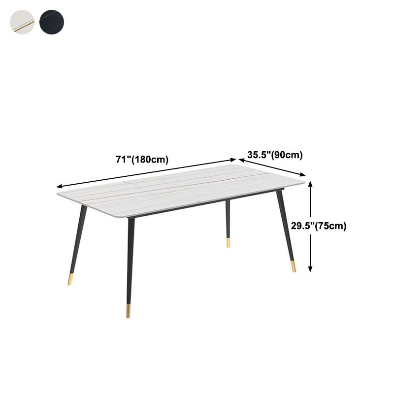 Stone Dining Table Contemporary Dining Table with 4 Black Legs