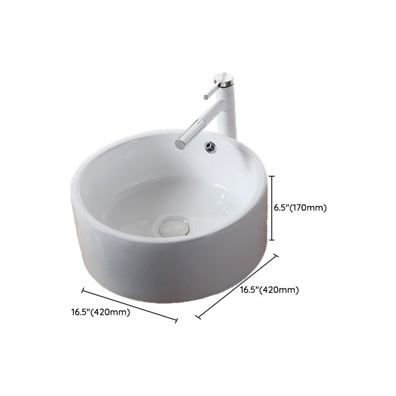 Modern Vessel Bathroom Sink Rectangular Porcelain Drain Vessel Sink(Not Included Faucet)
