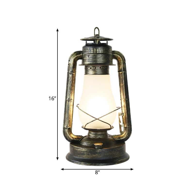 Lampada da tavolo da letto cherosene Stile costiero vetro opale 1 luci di ottone Finitura in metallo illuminazione da scrivania in metallo