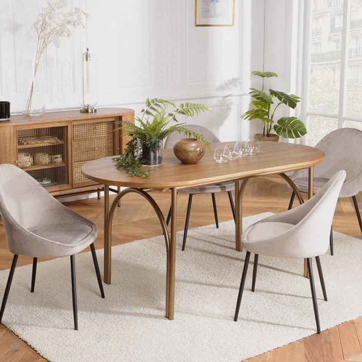 Moderner Stil Masster Holz Esstisch Brauner ovaler Tisch mit 4 Beinen für Esszimmer