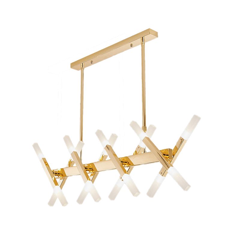 Acrylic Tube Island Pendant Modern 16/20 Lights Black/White/Gold Ceiling Pendant Light for Dining Room