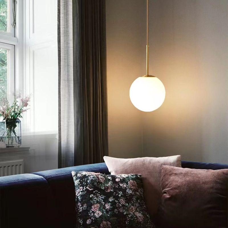 Moderner Stil Kugelform Pendelleuchte Glas 1 Licht Anhängerlampe für Wohnzimmer