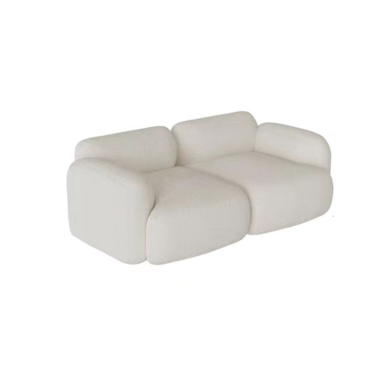 Scandinavian Seating White Fabric Living Room Recessed Arm Cushions Standard Sofa