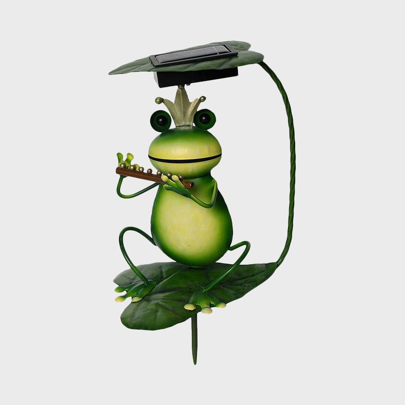 Frog and Violin/Guitar/Crown Solar Lamp Countryside Metal Green LED Ground Lighting for Garden