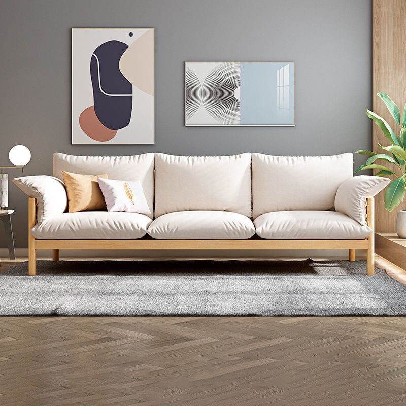 Wool 3-seater Sofa with Pillow Back Cushions and Pillow Top Arm