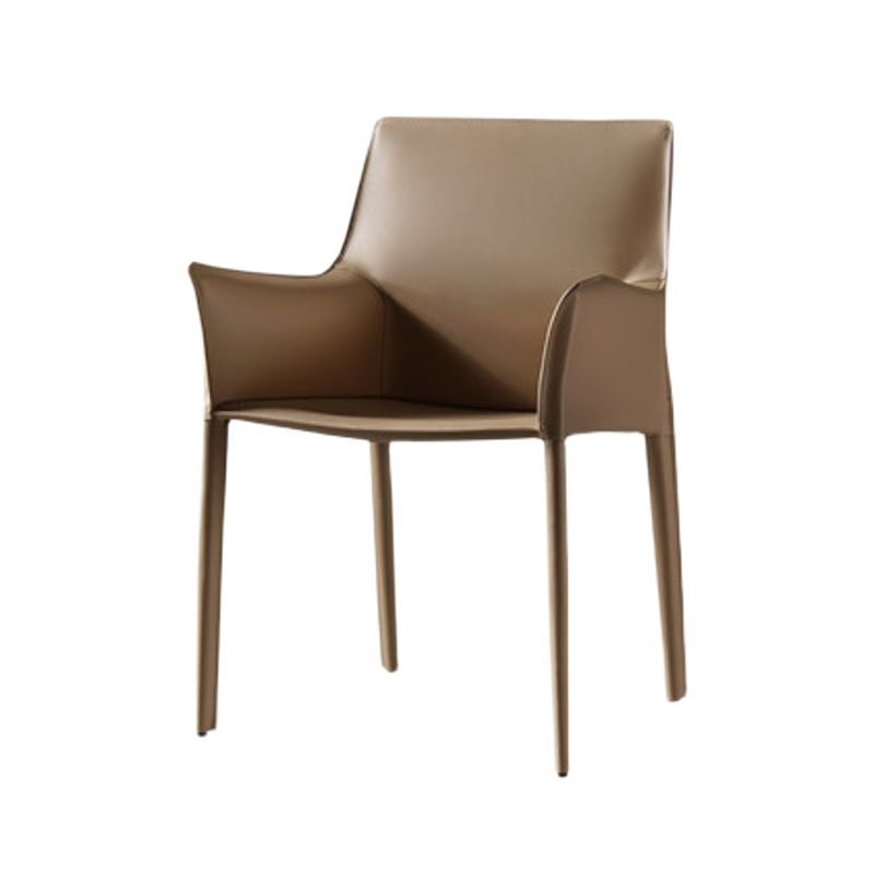 Modern Metal Dining Arm Chair Leather Dining Side Chair for Restaurant Use