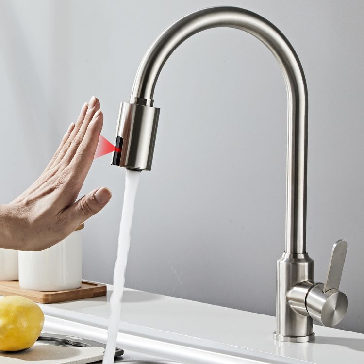 Touchless Sensor Kitchen Faucet Gooseneck Swivel Spout Kitchen Sink Faucet