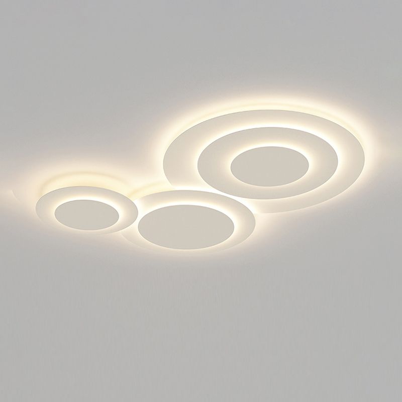 Nordic Flush Mount Multi-Layer LED Ceiling Light Fixture in White for Living Room