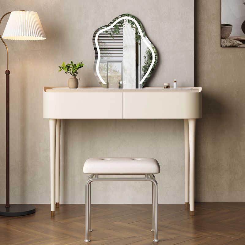 White Wooden Make-up 15.74" Wide Vanity Makeup Vanity Desk Table with 2/5 Drawers